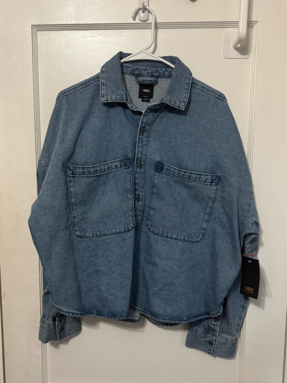Vans Full Patch Oversized Cropped Denim Shirt Jacket Womens Large